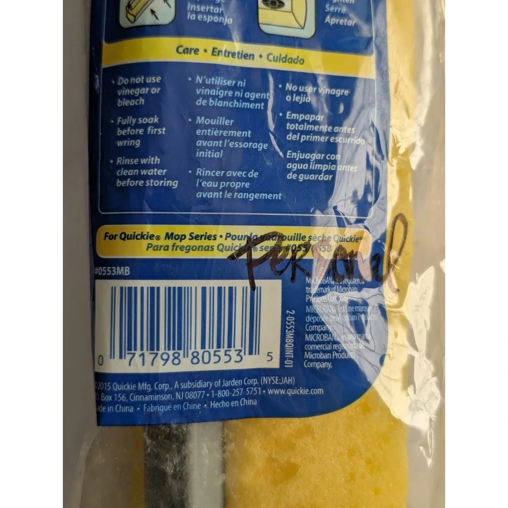 Jumbo Quickie Mop & Scrub Roller Mop Refill Microban 12